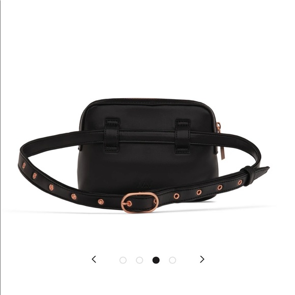 MATT & NAT VEGAN BLACK LEATHER ROSE GOLD PARIS BELT BAG - Picture 12 of 12
